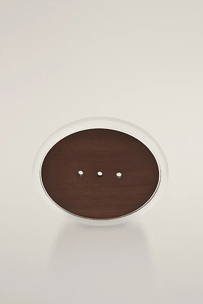 ACACIA WOOD AND GLASS BATHROOM SOAP DISH