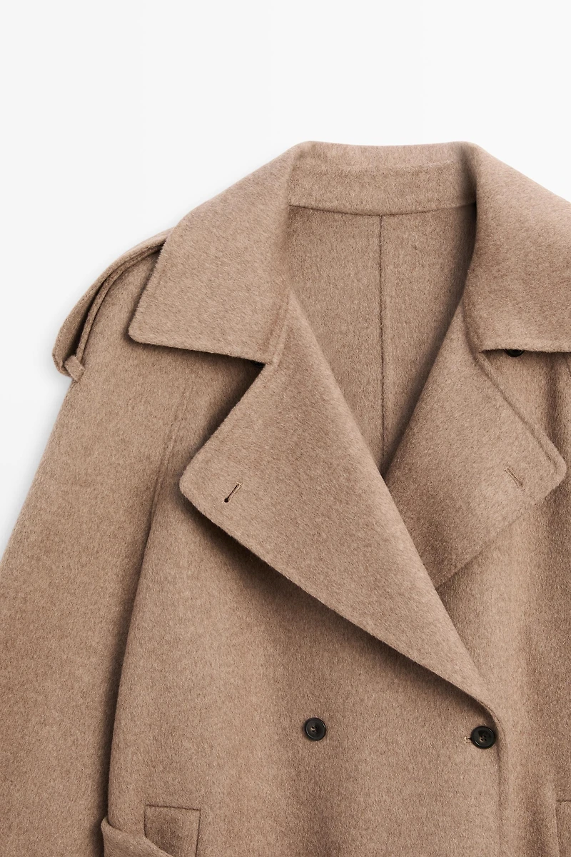 Long wool blend trench coat
