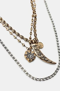 SET OF 4 MIXED HORN AND STAR NECKLACES