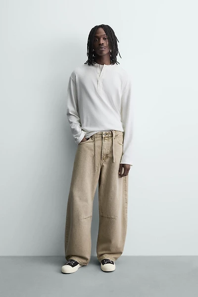 WASHED BARREL FIT PANTS