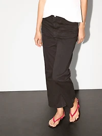 Cotton blend straight-leg cropped trousers