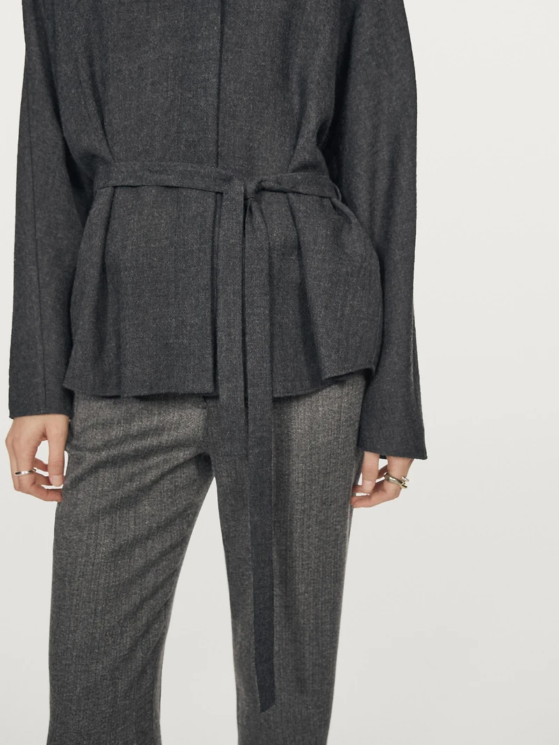 Felt texture shirt with tie detail