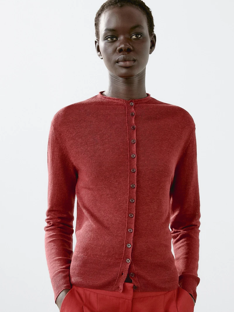 100% linen long sleeve cardigan