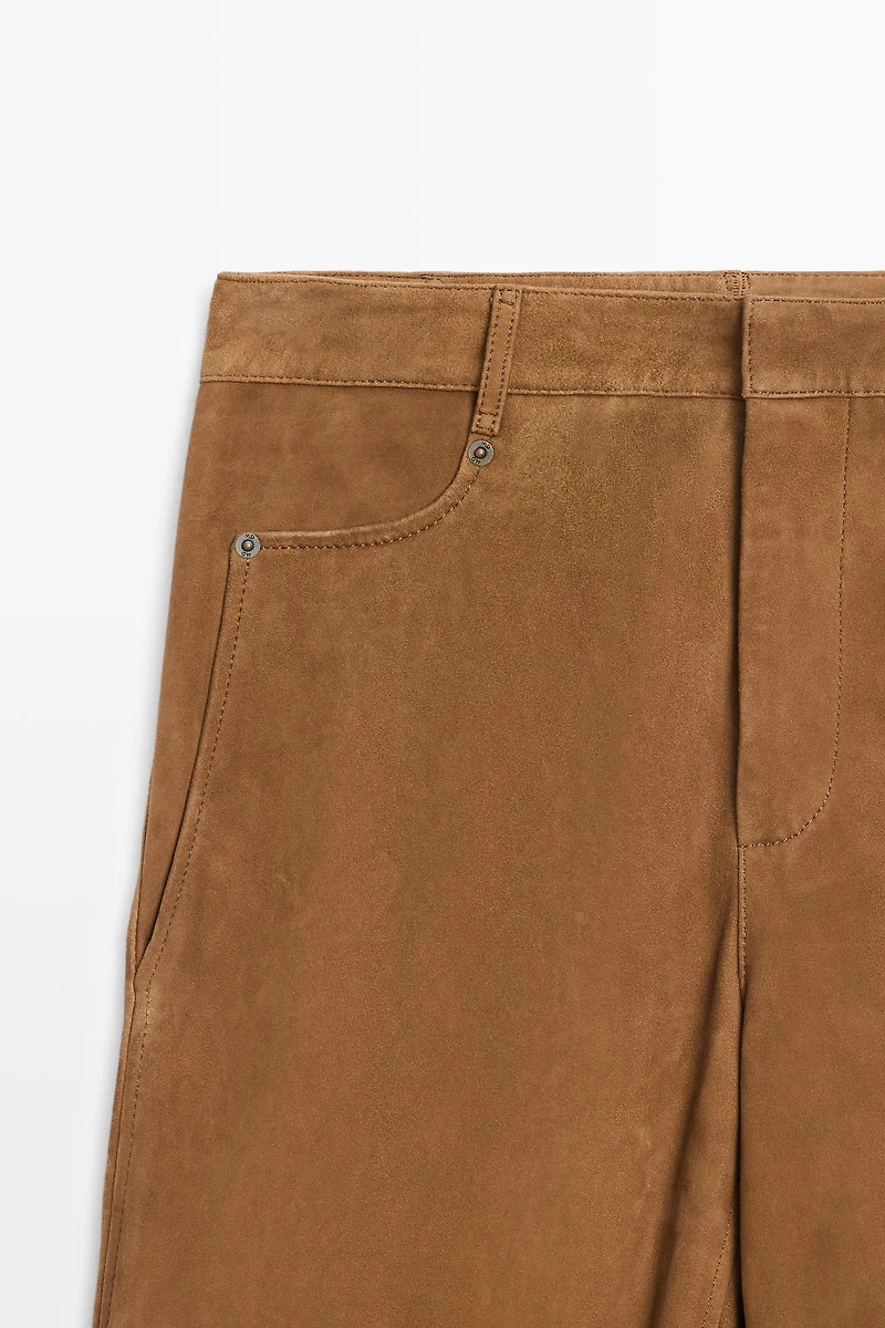 Suede leather pants