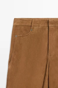 Suede leather pants