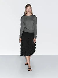 Ruffled midi skirt