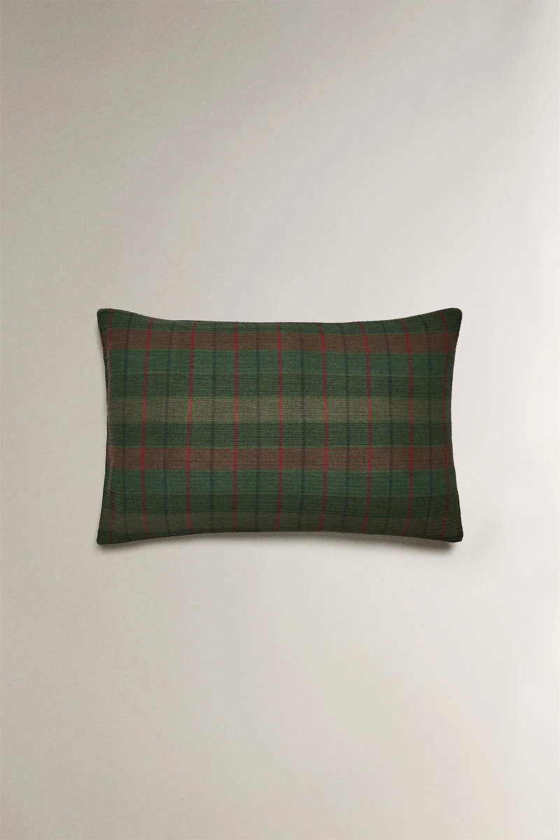 CHRISTMAS TARTAN CHECK COTTON PILLOWCASE
