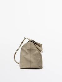 Crackled nappa leather flap bag