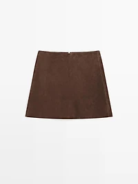 Suede leather mini skirt