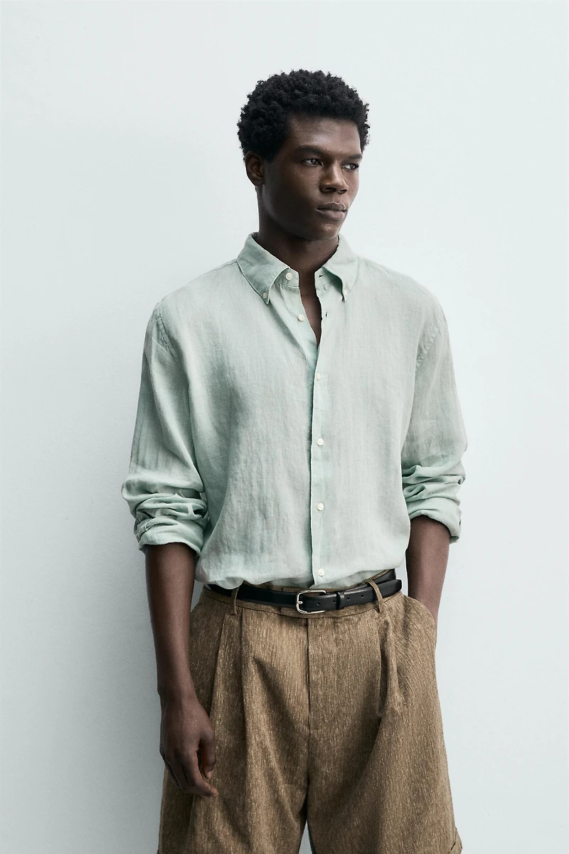 REGULAR FIT 100% LINEN SHIRT