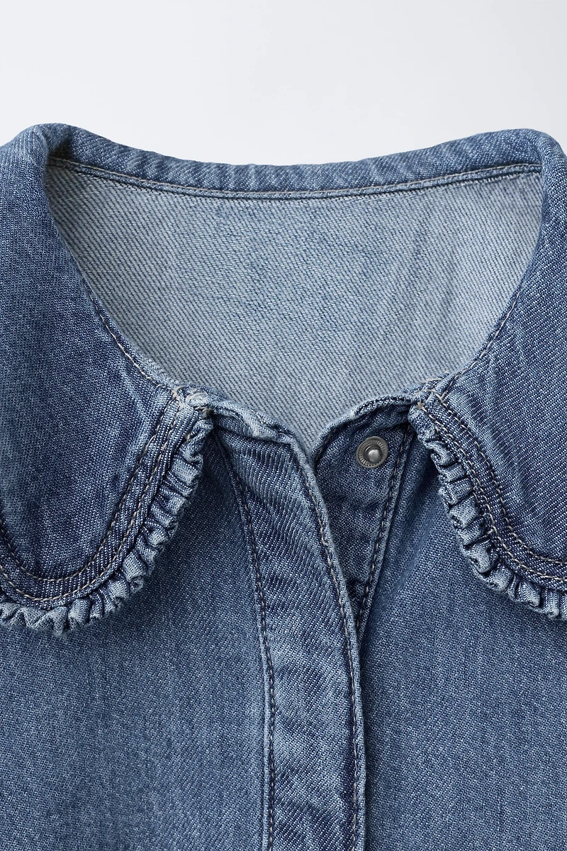 CHEMISE EN DENIM À COL CLAUDINE