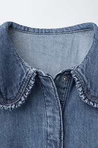 CHEMISE EN DENIM À COL CLAUDINE