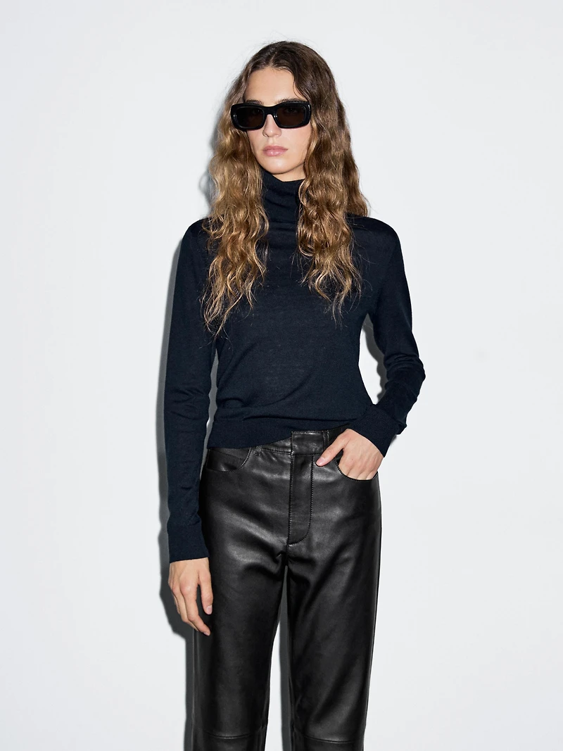 Nappa leather five-pocket trousers
