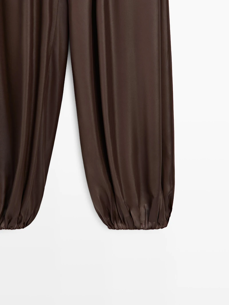 Flowing balloon fit satin trousers