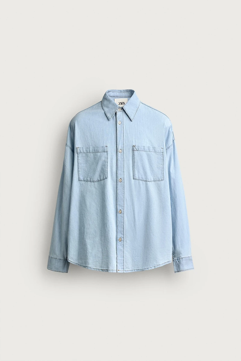 LIGHTWEIGHT WASHED DENIM SHIRT