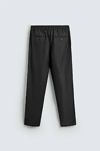 100% LINEN REGULAR FIT PANTS
