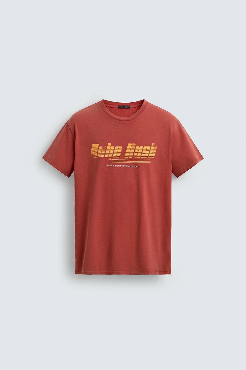WASHED TEXT PRINT T-SHIRT