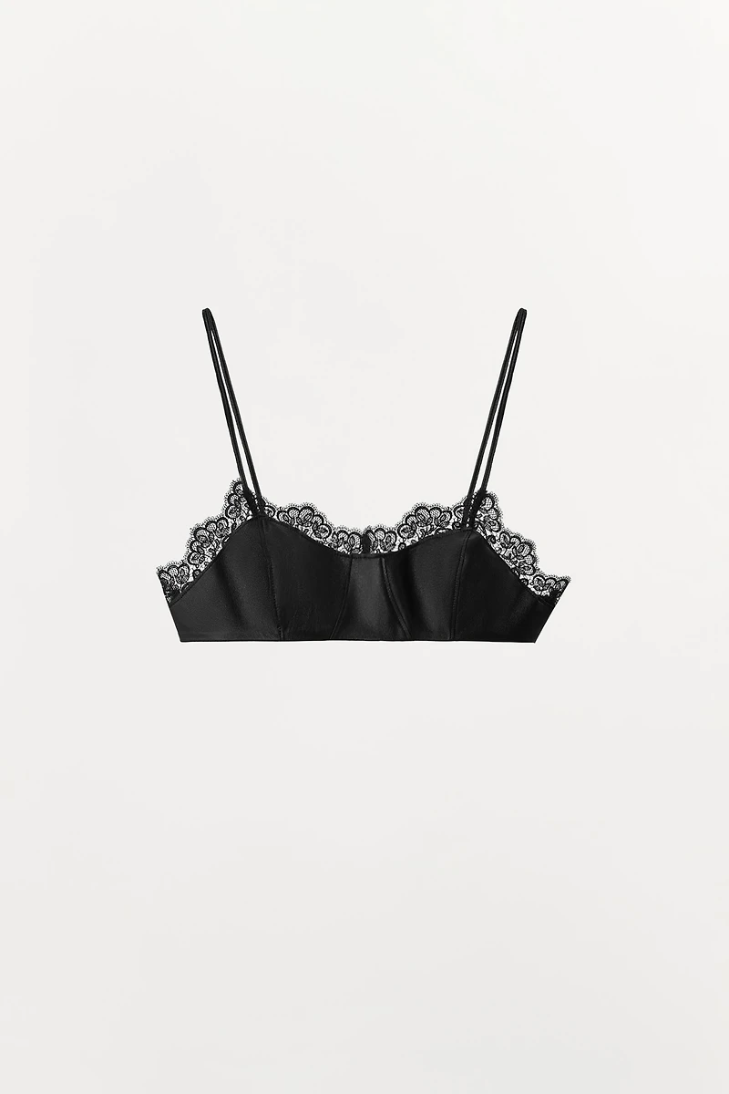 100% LEATHER LACE BRA