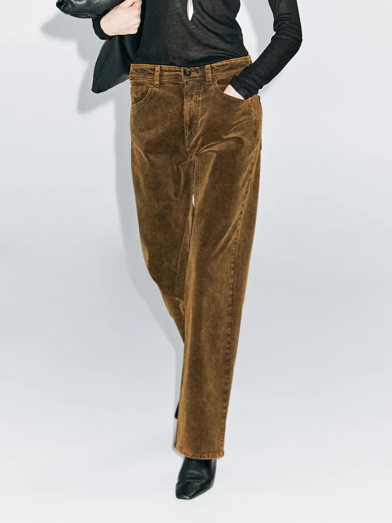 Pantalon straight sulfurous dye en velours côtelé