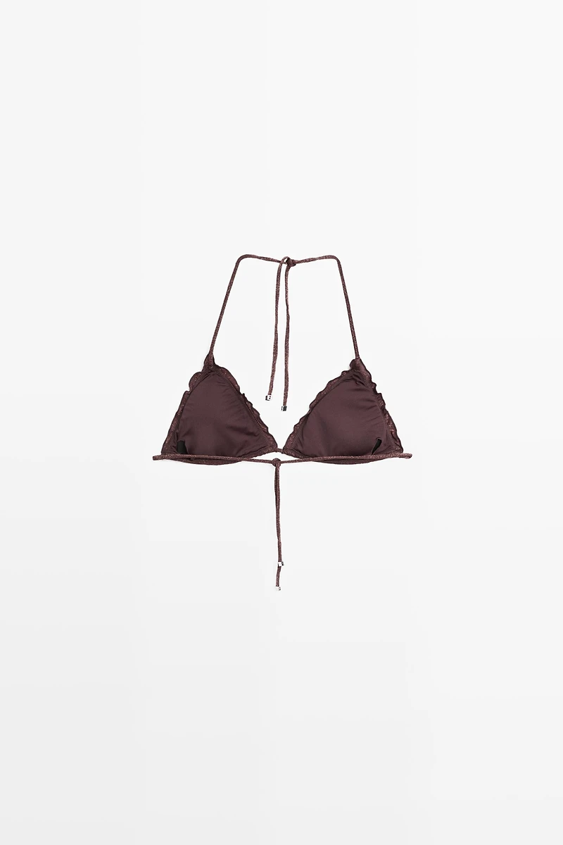 Shimmery ruffled bikini top