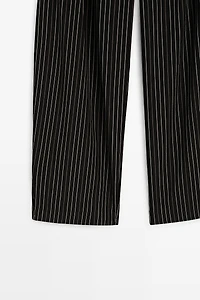 Striped barrel fit pants with scarf detail