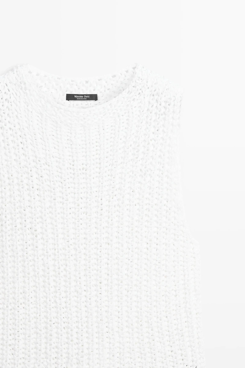 Textured cotton knit top
