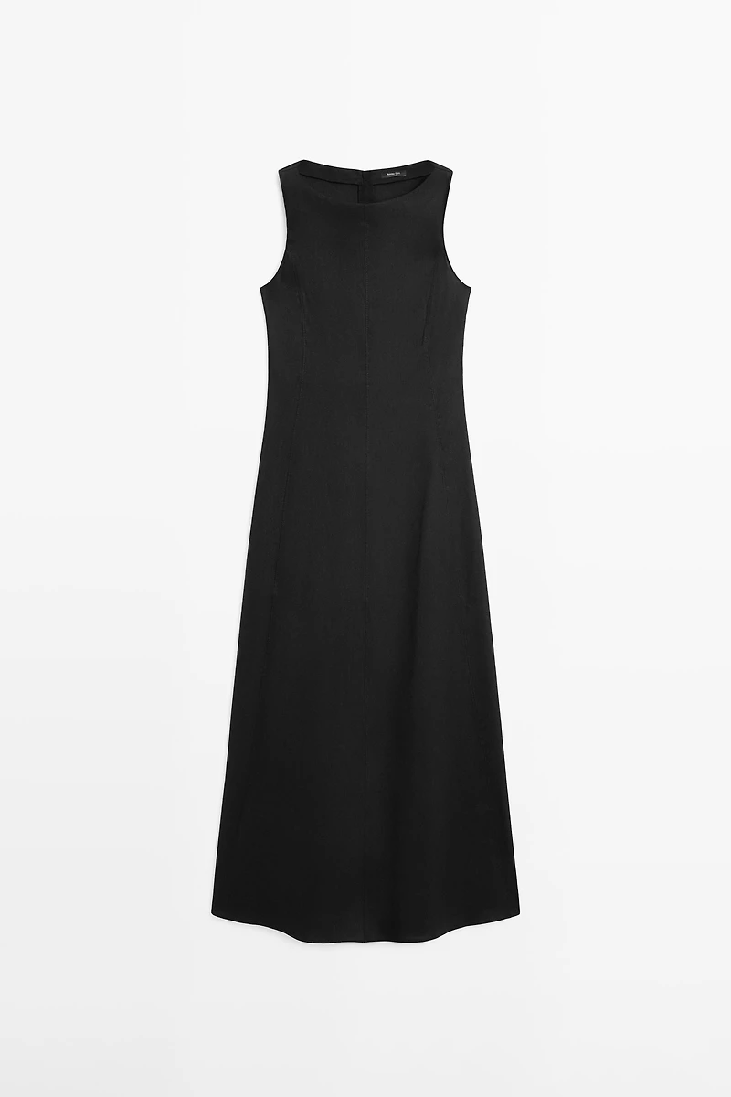 Long flowing linen blend dress