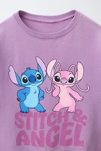 T-SHIRT IMPRIMÉ BRILLANT STITCH & ANGEL © DISNEY