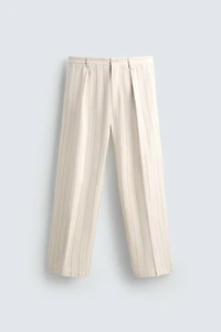 PLEATED STRIPE PANTS