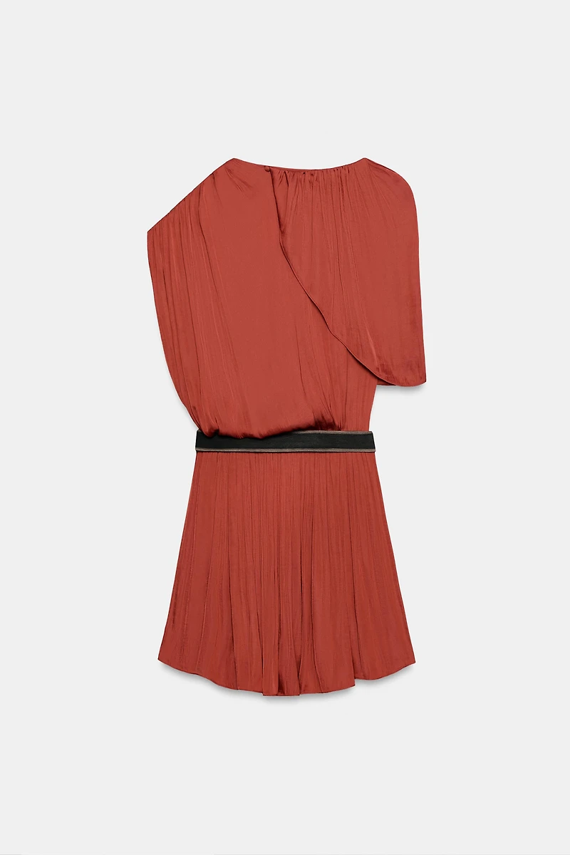 ASYMMETRIC BELTED SHORT DRESS