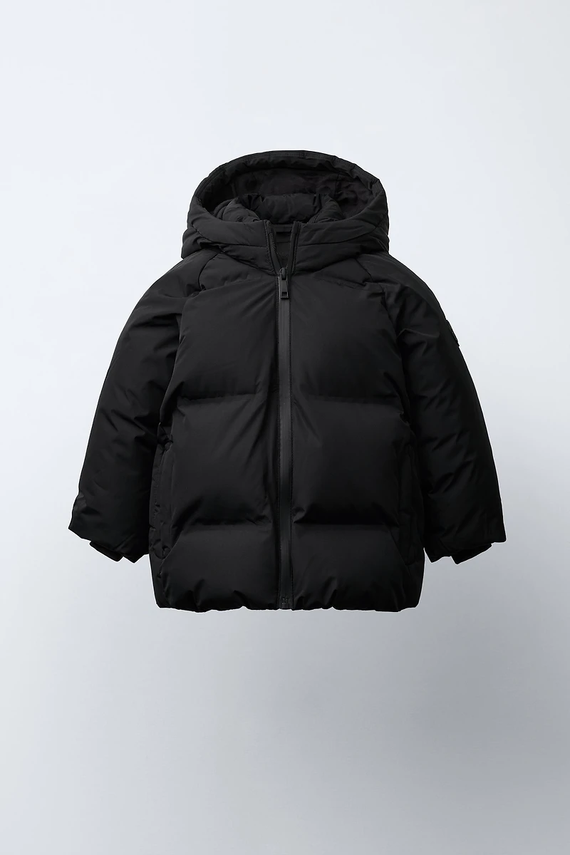 WATER REPELLENT HOODIE PUFFER COAT