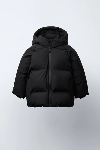 WATER REPELLENT HOODIE PUFFER COAT