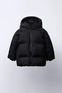 WATER REPELLENT HOODIE PUFFER COAT