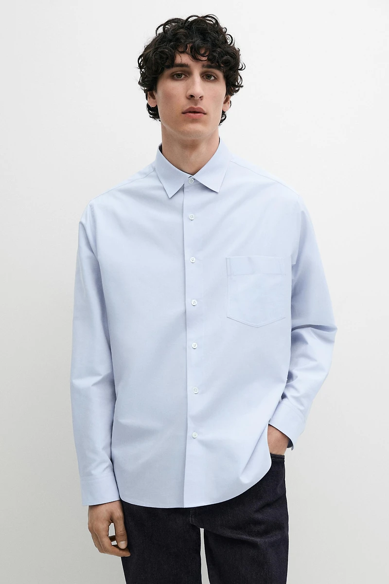 Slim fit cotton blend shirt