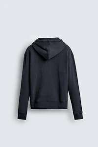 Waffle Texture Zip-Up Hoodie
