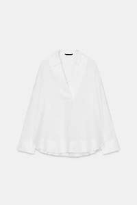 BLOUSE EN LIN À COL POLO