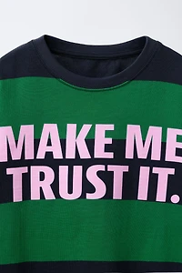 HEAVYWEIGHT STRIPED TEXT T-SHIRT