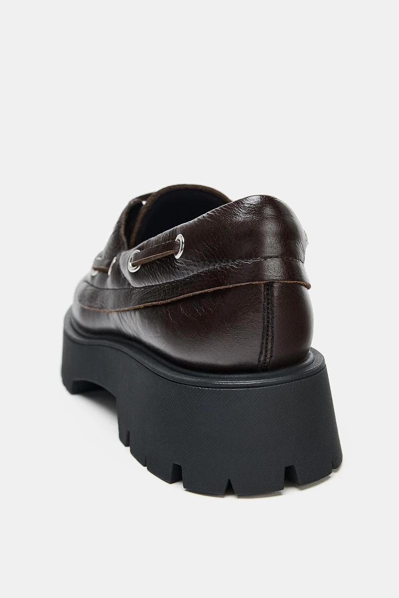LEATHER PLATFORM LOAFERS