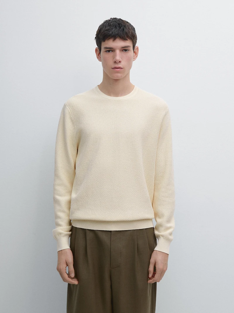 Pull en maille texturée de coton mélangé