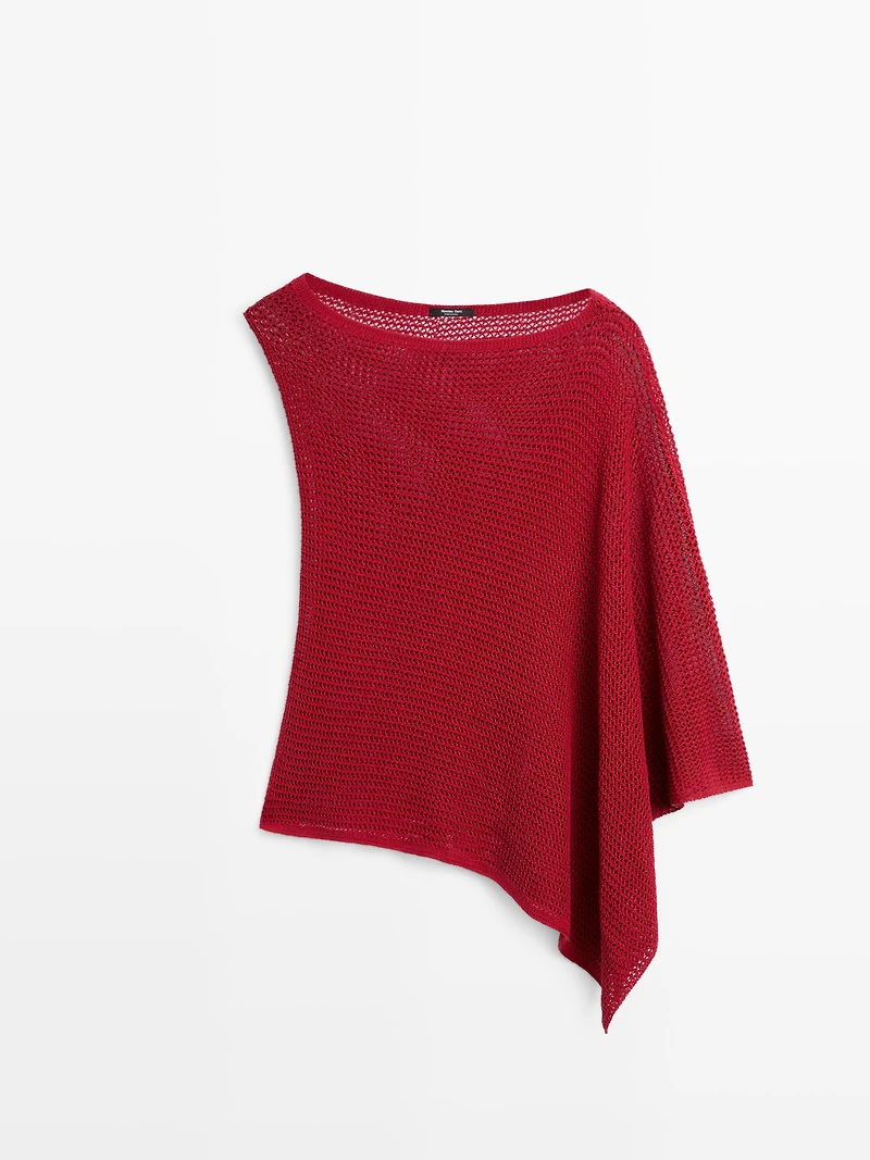 Asymmetric cotton blend cape
