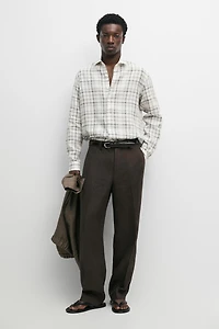 Chemise à carreaux 100 % lin