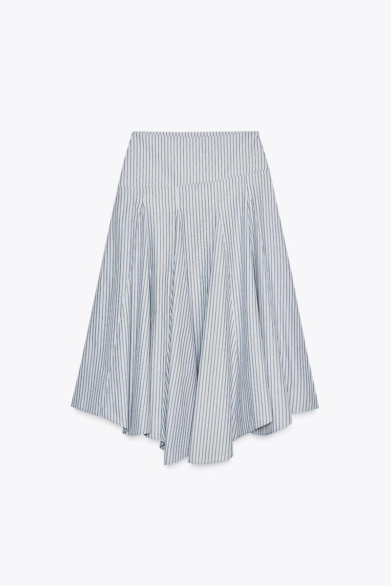 STRIPED MIDI SKIRT
