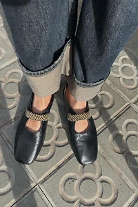 BALLERINE CUIR BANDE MÉTALLIQUE