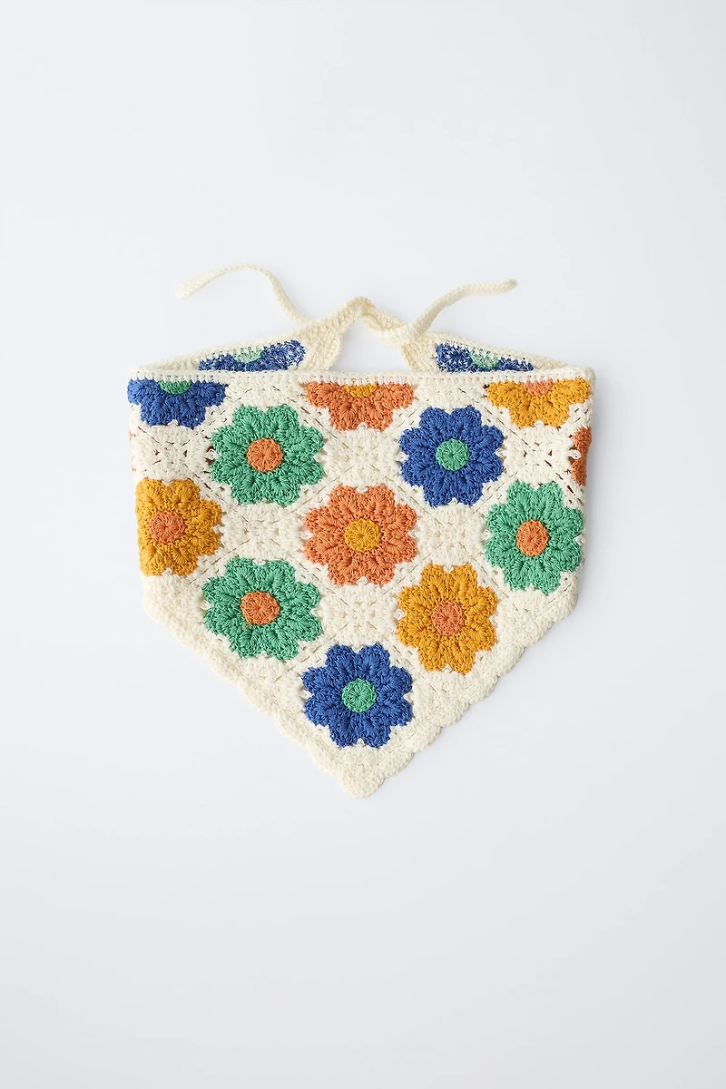 CROCHET KNIT FLORAL BANDANA