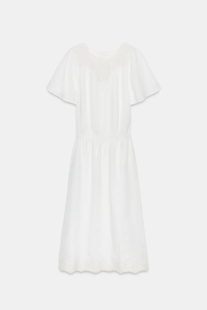 ZW COLLECTION LINEN CROCHET DRESS