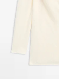 Knit wool and cashmere sweater with exposed shoulders