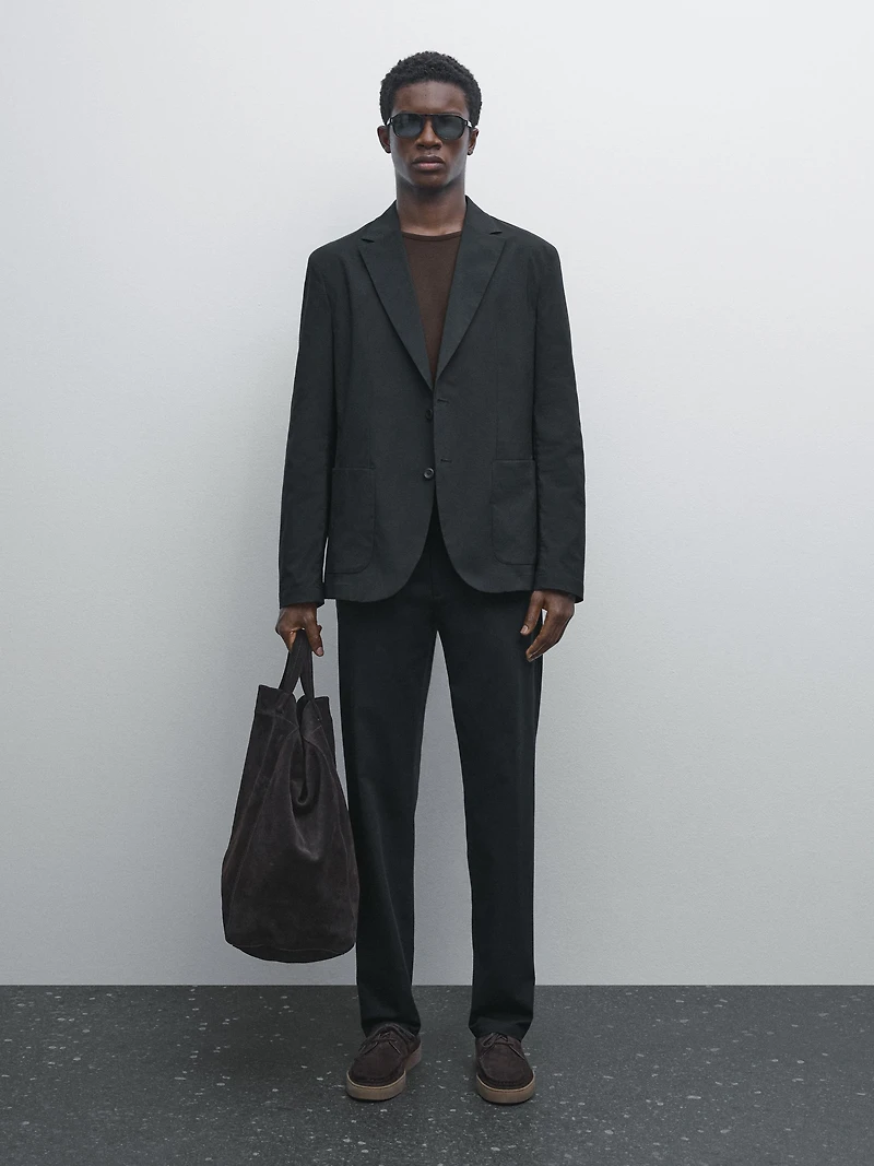 Pantalon tapered fit en coton mélang