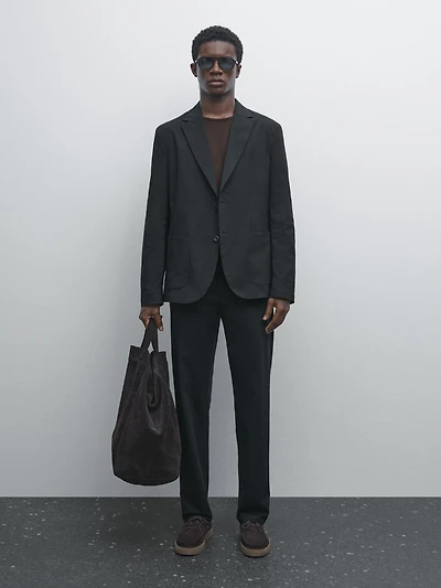 Pantalon tapered fit en coton mélang