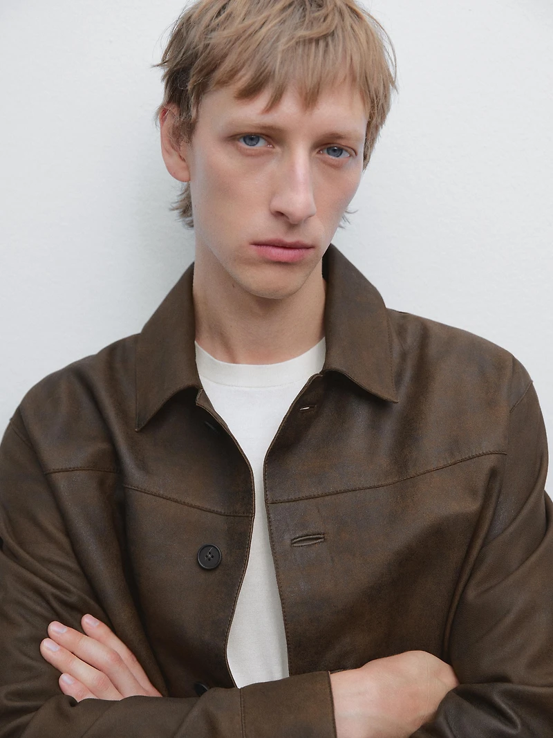 Veste en cuir ovin finition daim