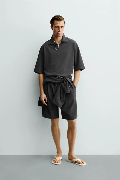 RELAXED FIT TEXTURED POLO SHIRT